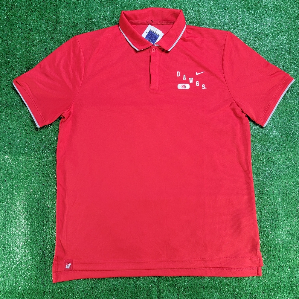 Nike Georgia Bulldogs Dri-Fit UV Polo Shirt Men's Sz Medium Red White Gray New